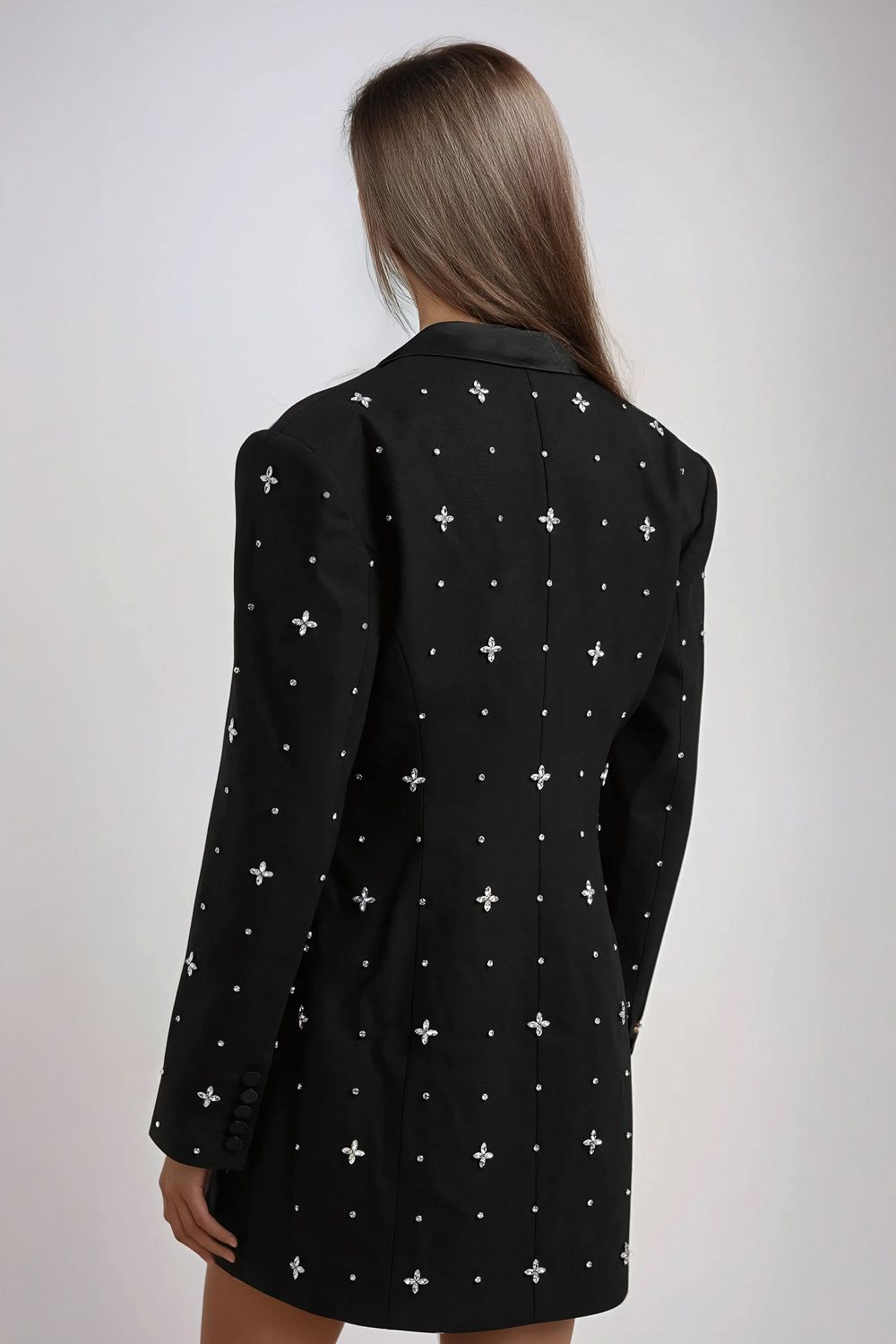 Embellished Blazer-Style Mini Dress - Black