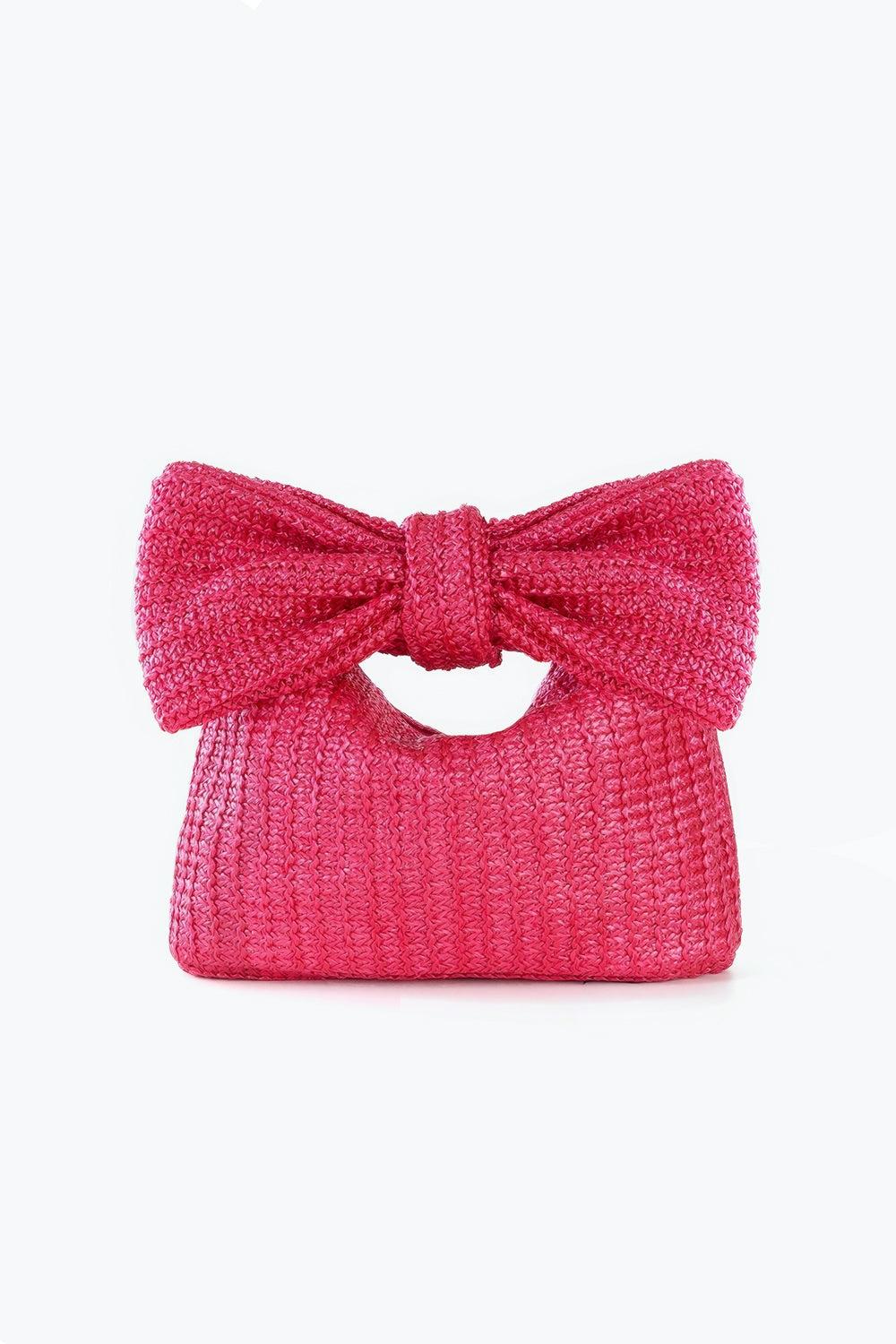Woven Top Handle Bag with Oversized Bow Detail