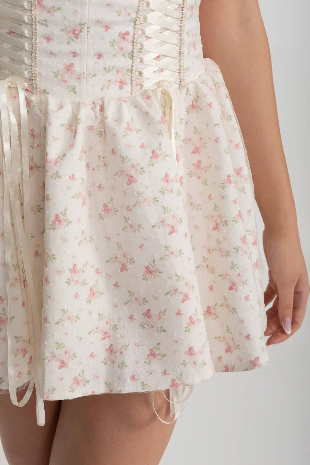Floral Corset Mini Dress with Hidden Shorts - Pink