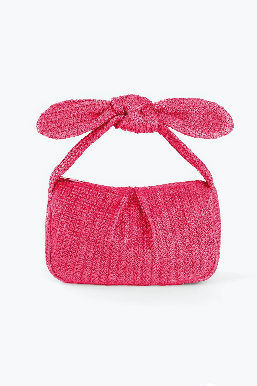 Woven Shoulder Bag with Decorative Bow Handle