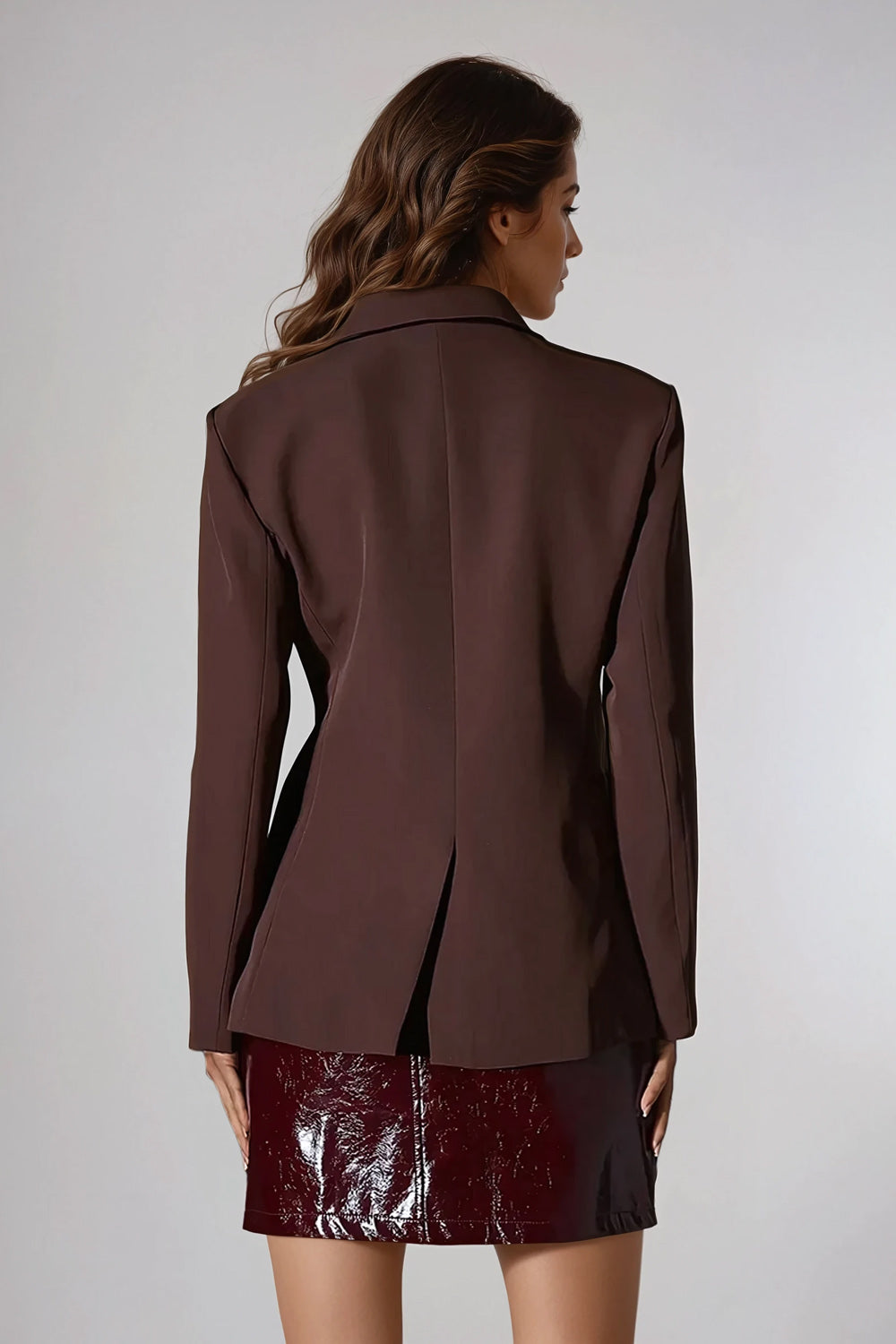 Asymmetrical Cutout Blazer with Unique Design - Brown