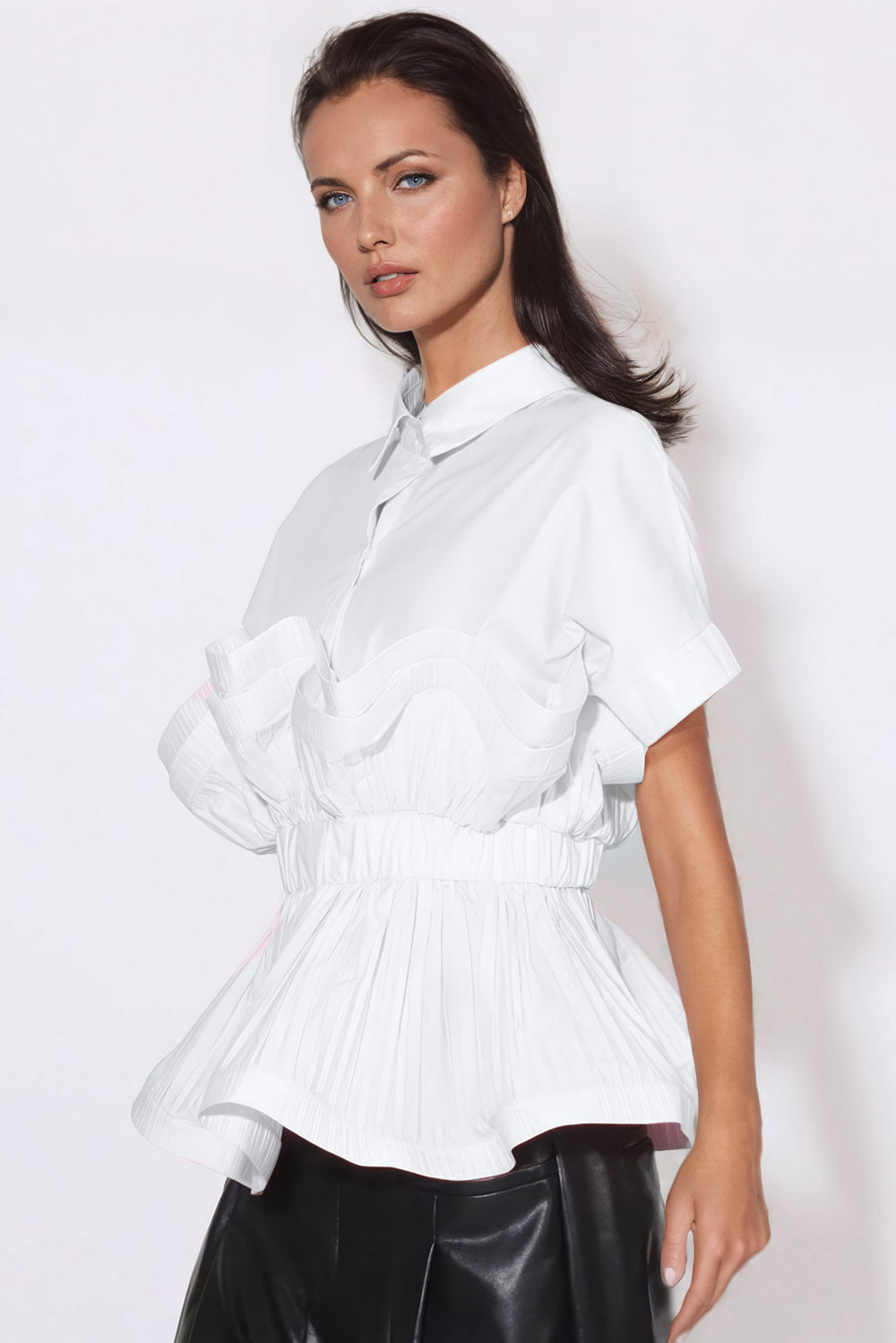 Sophisticated Ruffle Accent Shirt - White