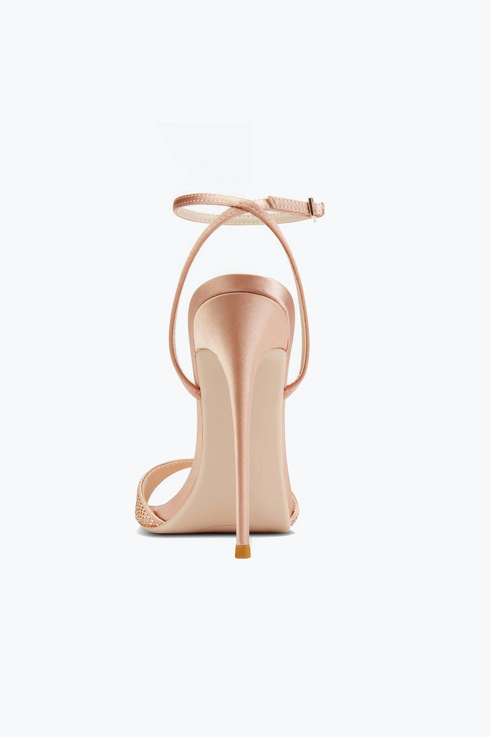 Slingback Heels with Ankle Strap and Studded Front - Gold