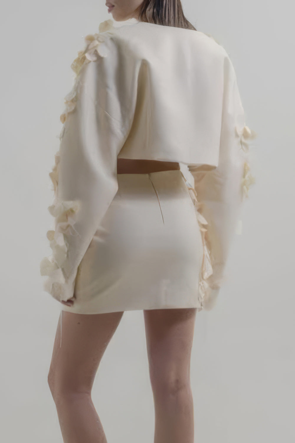 Two-Piece Set with 3D Floral Detail Top and Skirt