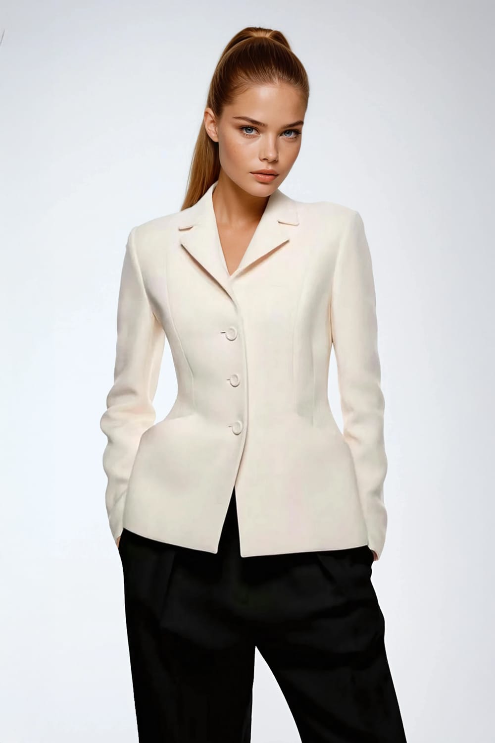 Structured Tailored Blazer - White