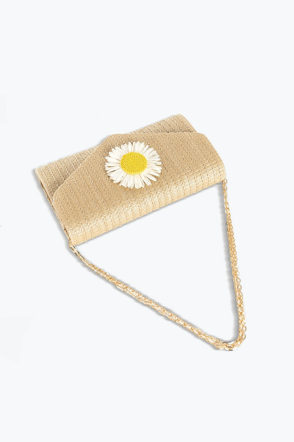 Woven Envelope Shoulder Bag with Daisy Detail
