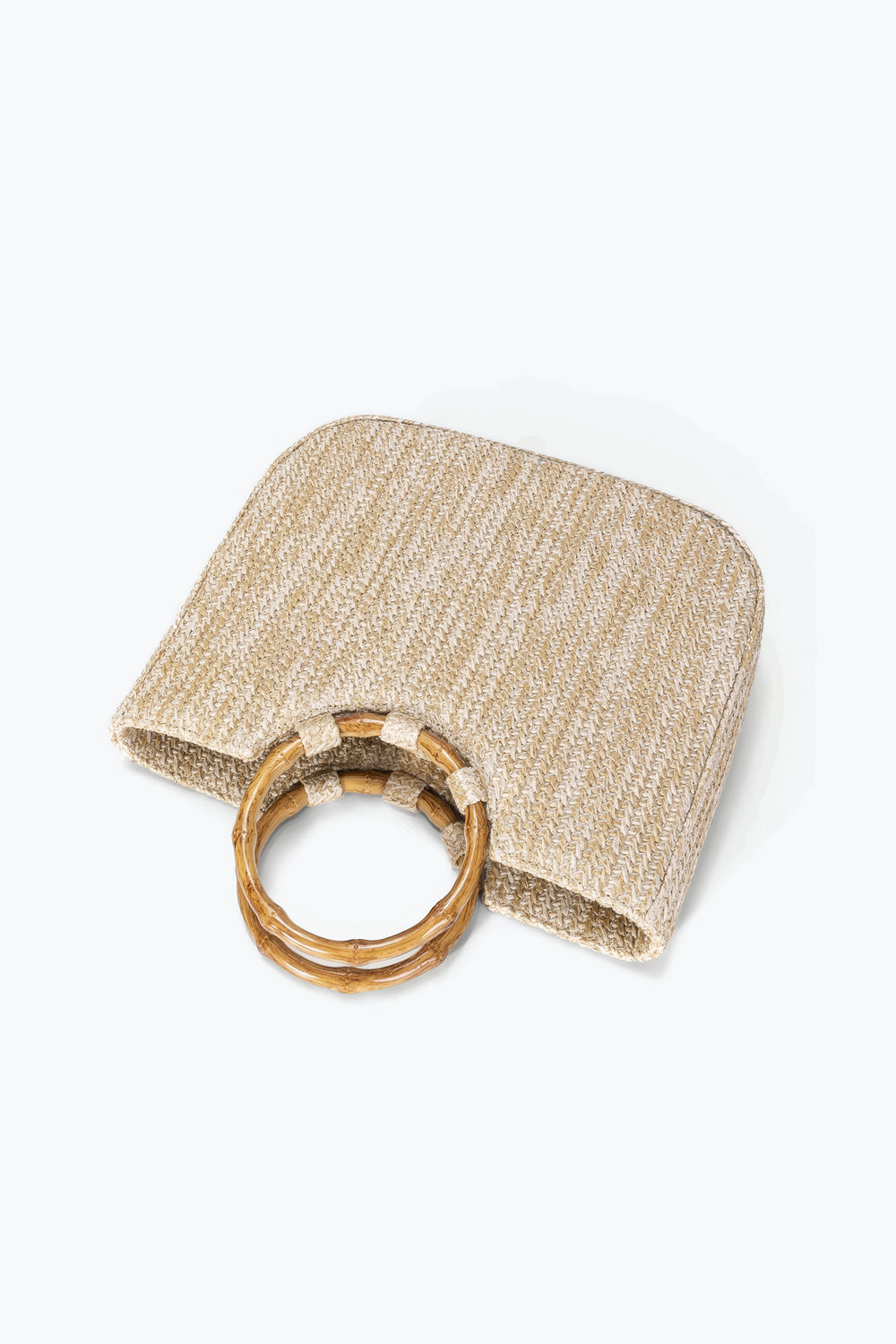 Woven Bag with Bamboo Round Handles
