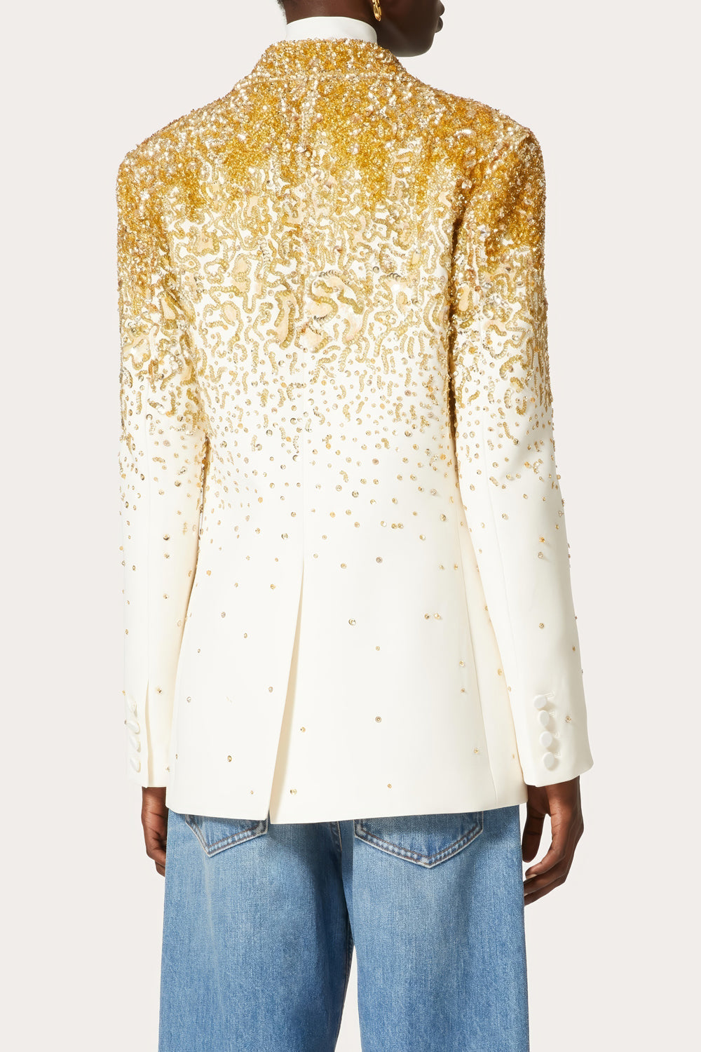 Gold Embellished Double-Breasted Blazer