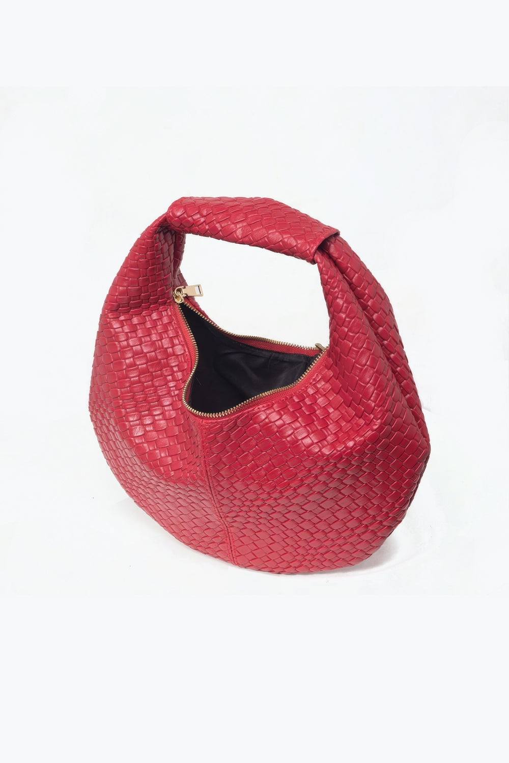 Woven Texture Curved Handle Shoulder Bag