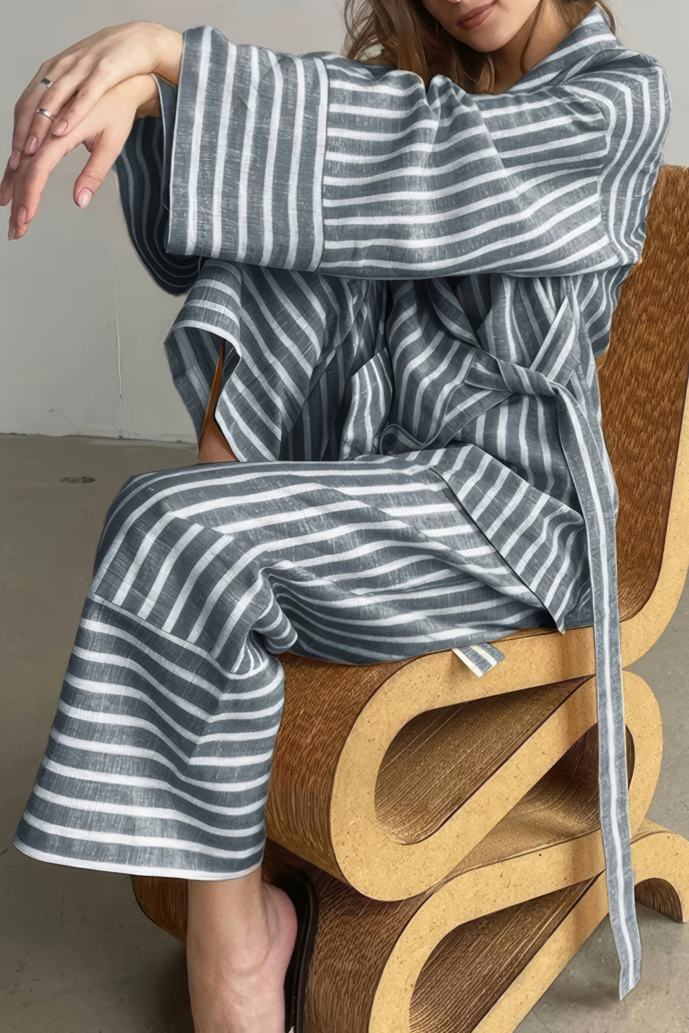 Striped Oversized Blazer and Flared Trousers Co-Ord Set