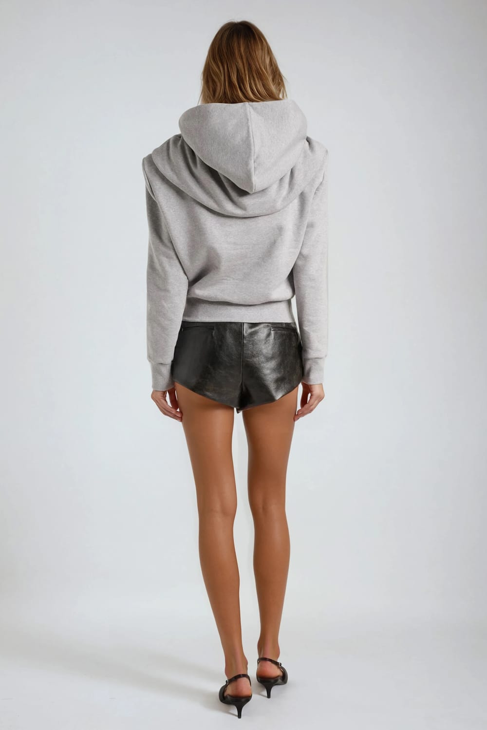 Knot Detail Hooded Sweatshirt - Gray