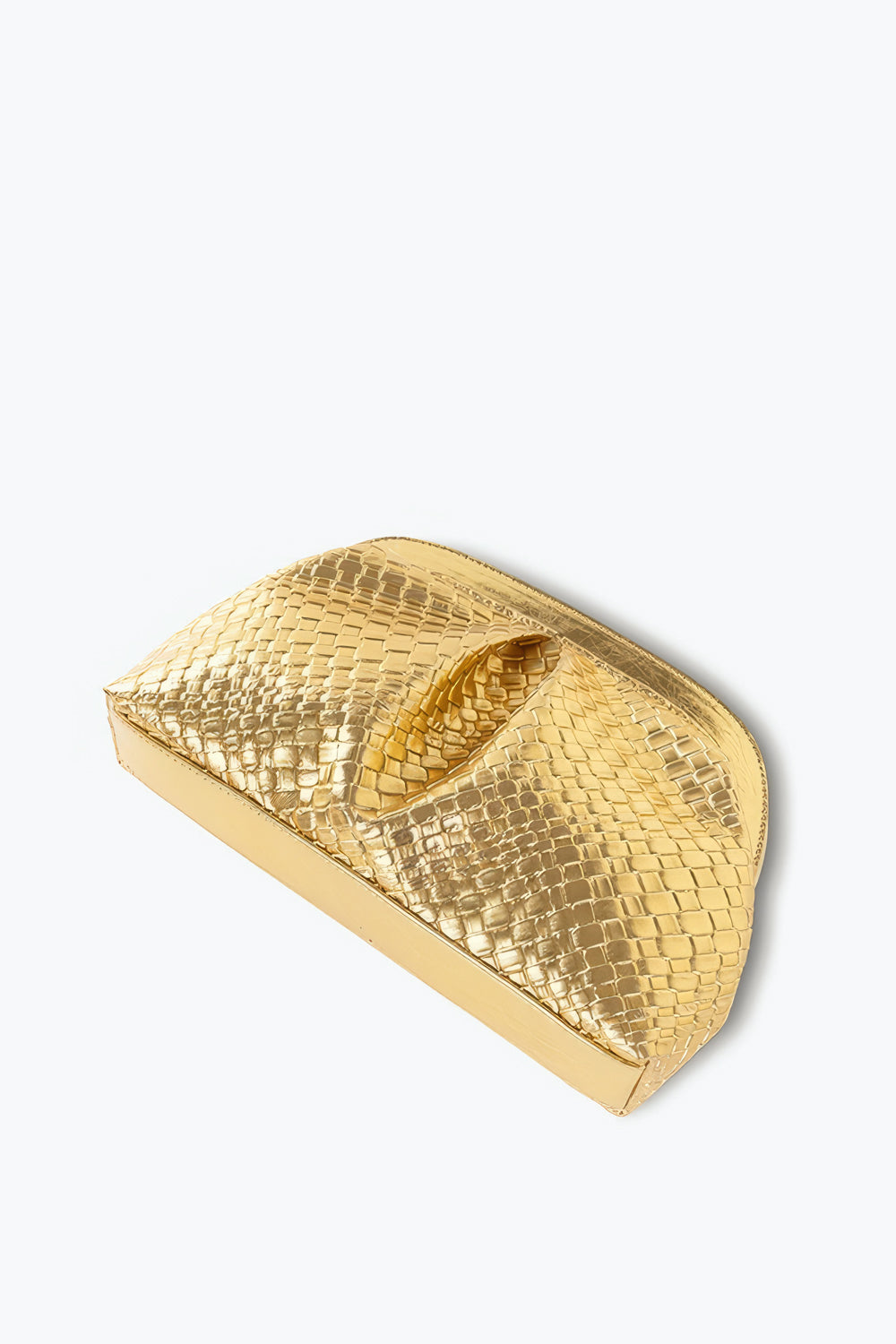 Woven Metallic Frame Bag with Chain Strap