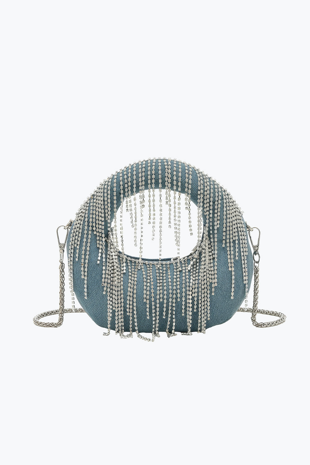 Round Shoulder Bag with Oversized Sequins and Chain Strap