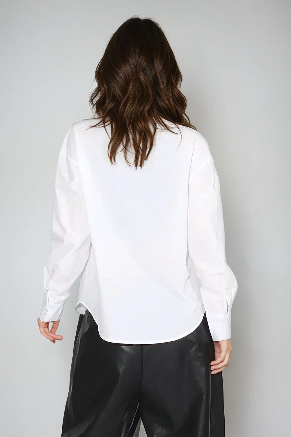 Cutout Floral Button-Up Shirt - White