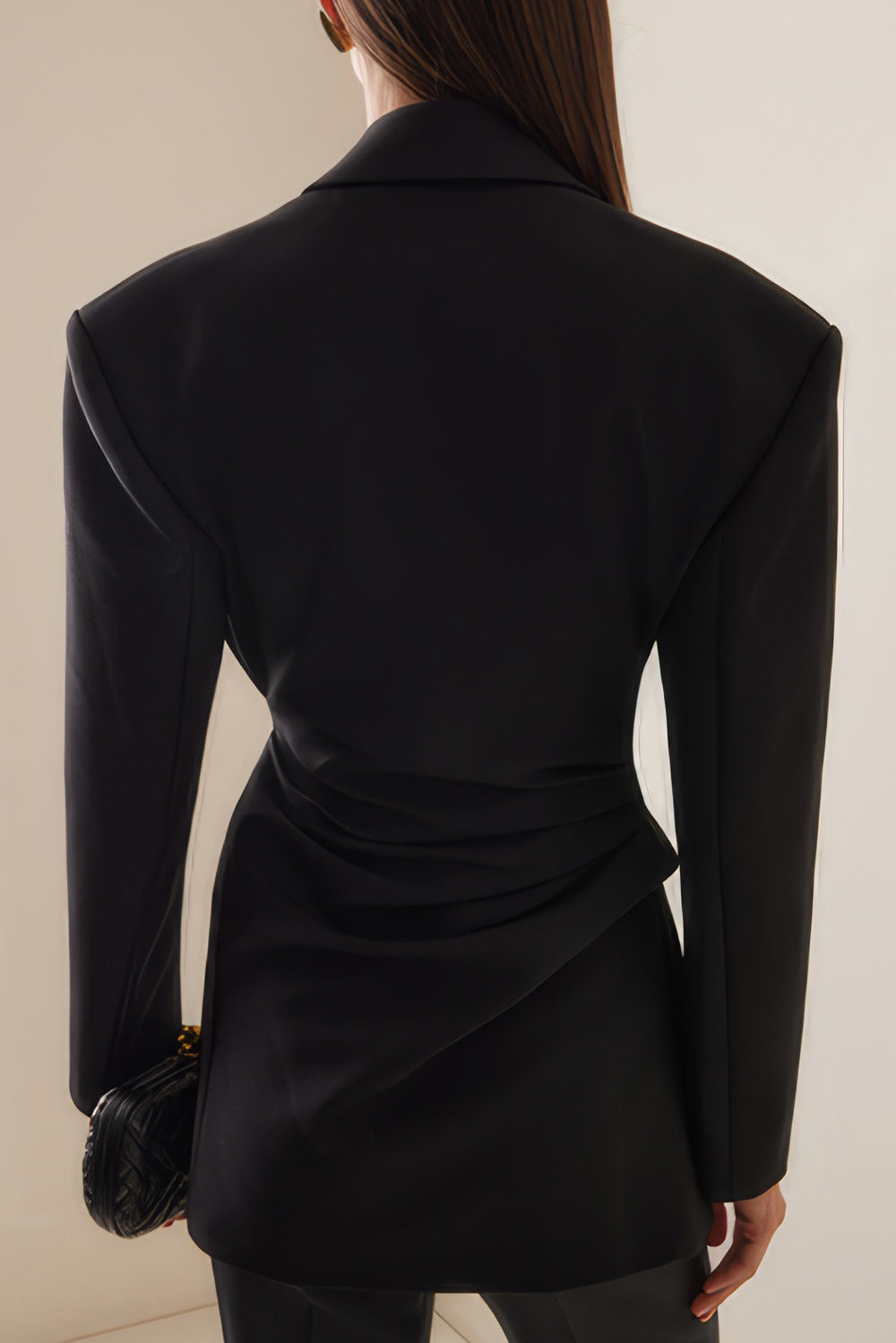 Draped Front Blazer with Asymmetrical Detail