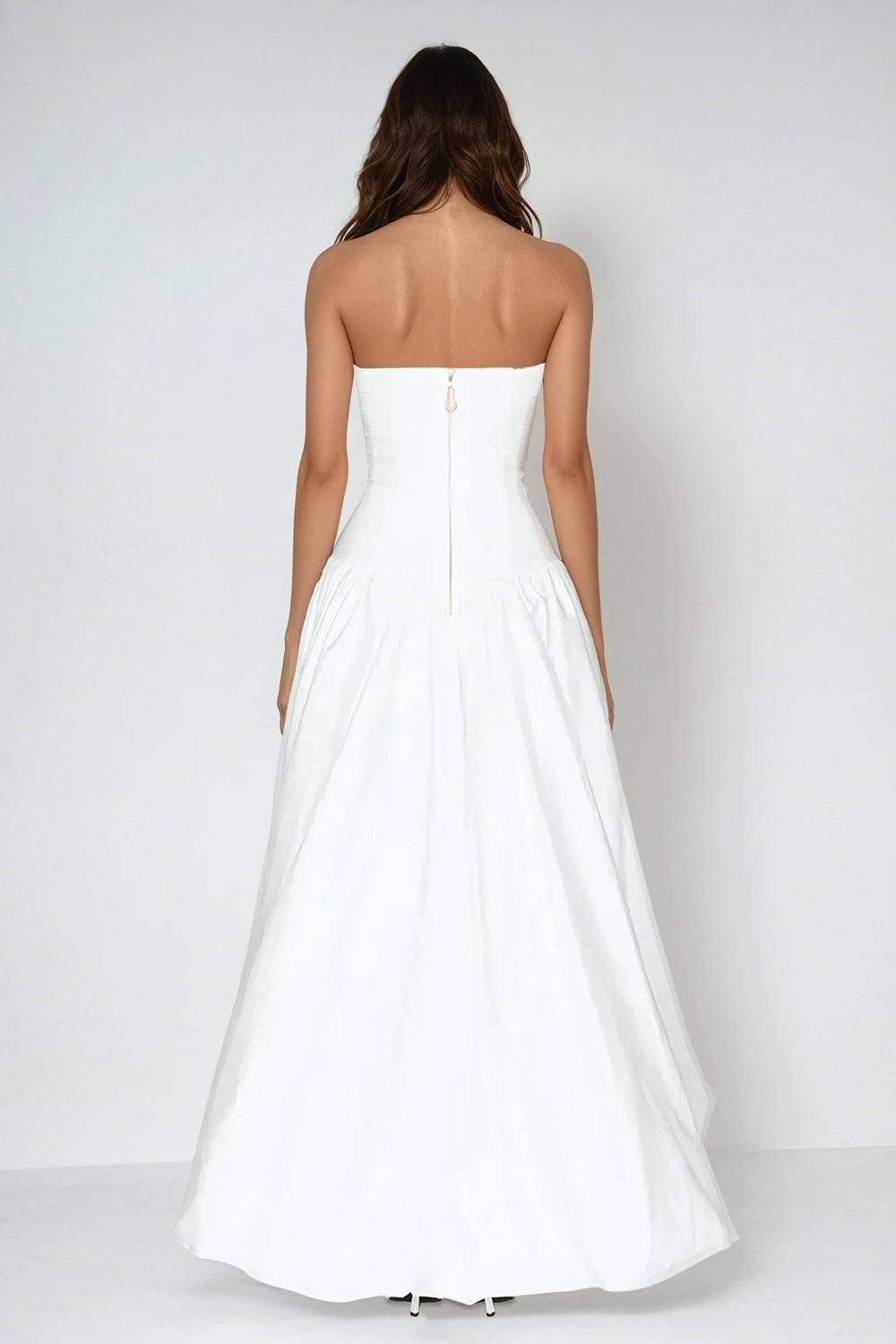 Strapless Ruched Maxi Dress - White