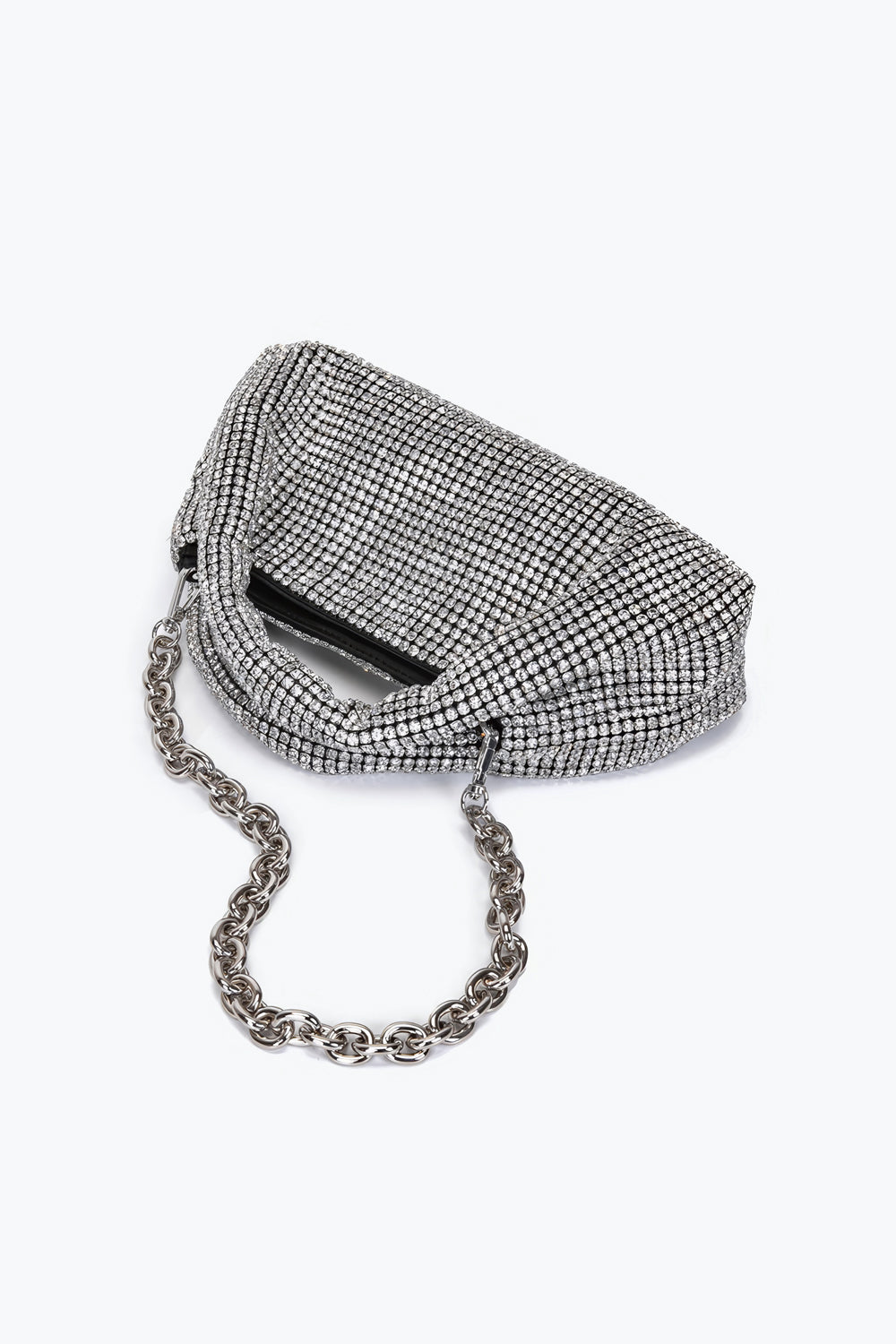 Rhinestone Handle Bag with Chunky Chain