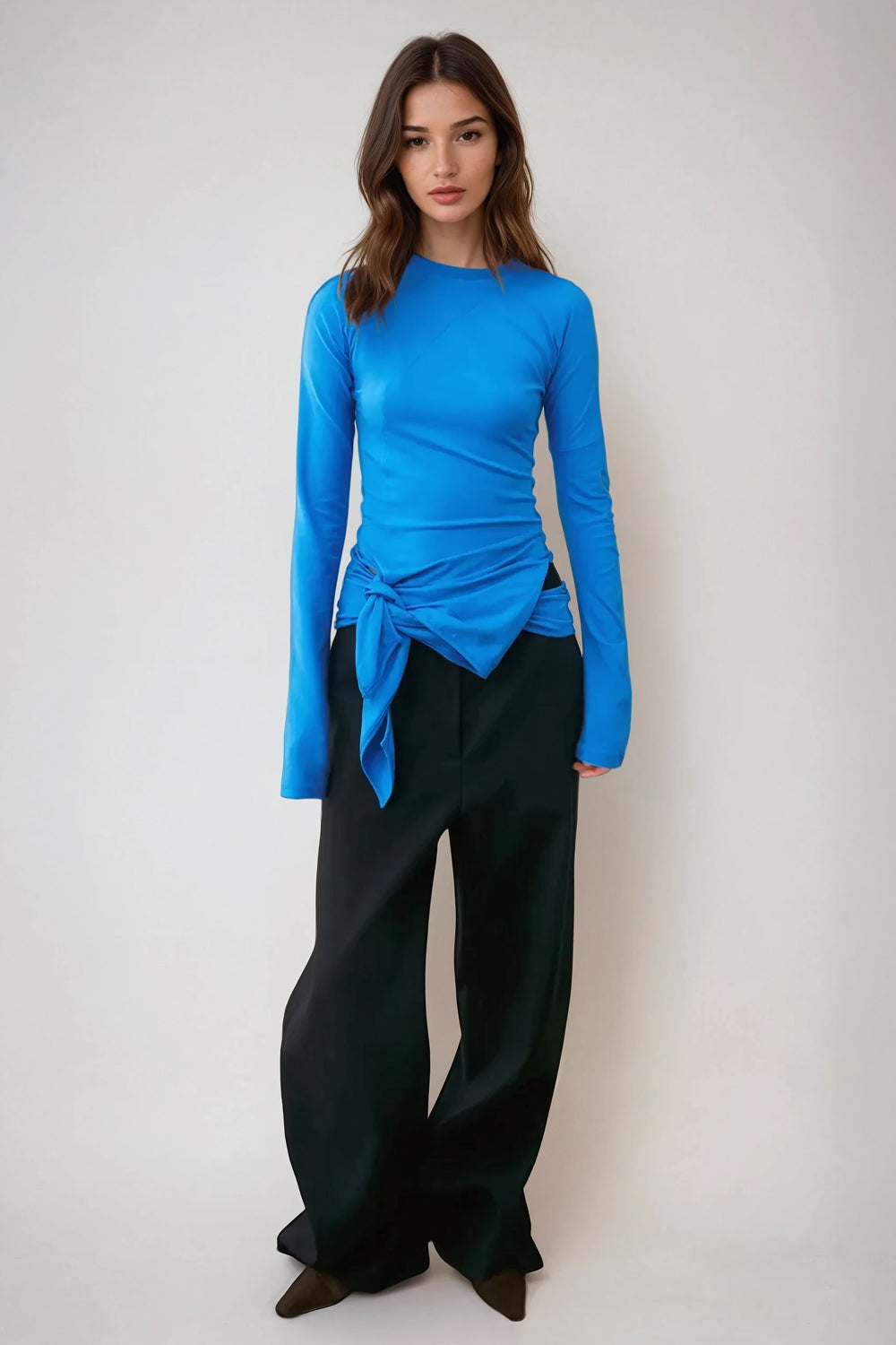 Asymmetrical Long Sleeve Top - Blue