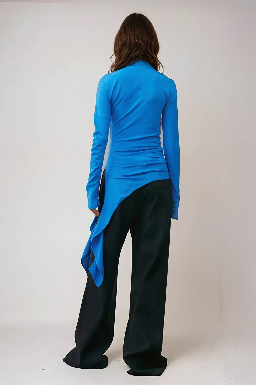 Asymmetrical Long Sleeve Top - Blue