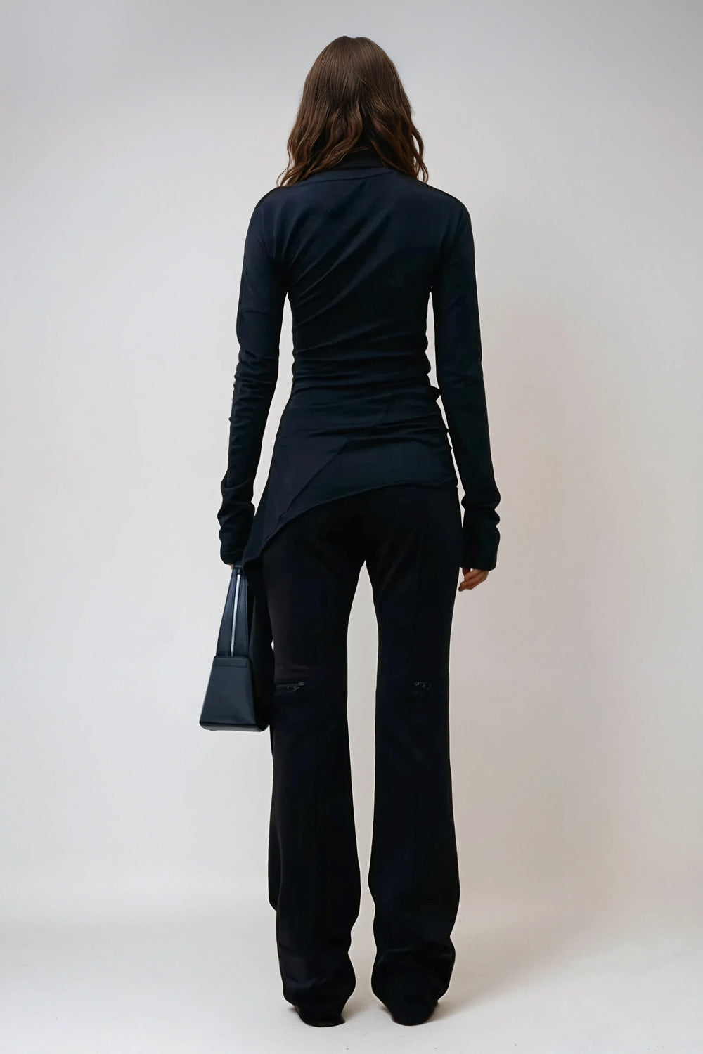 Asymmetrical Long Sleeve Top - Black