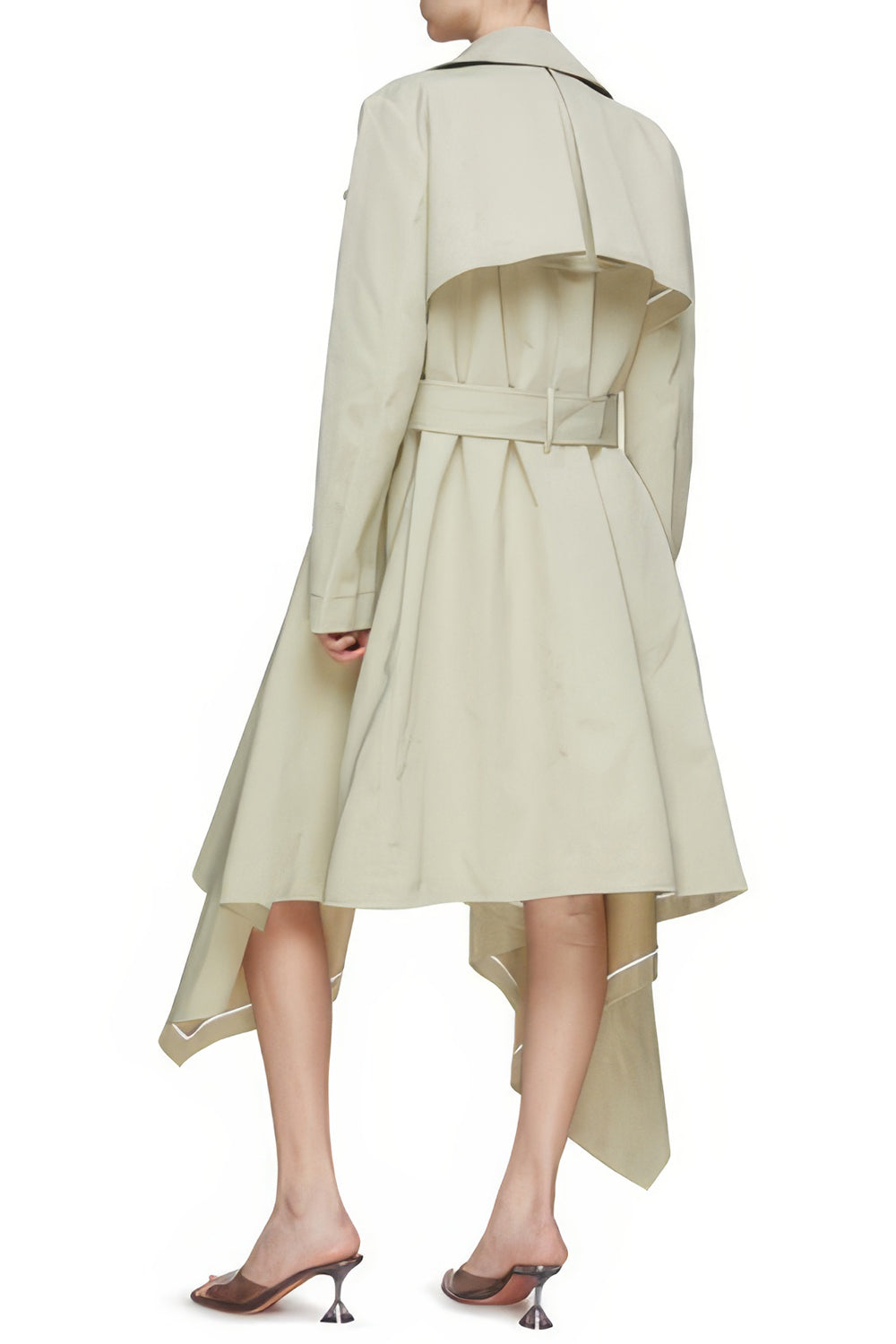 Asymmetrical Belted Trenchcoat with Layered Detail