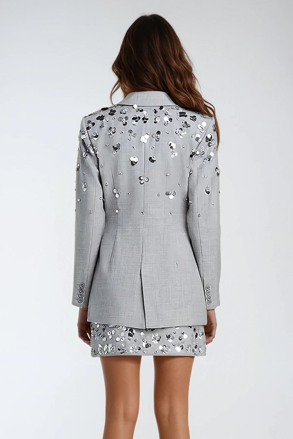Mini Dress with Pearl and Sequin Embellishments - Blue