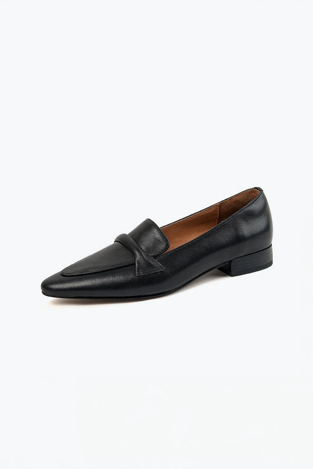 Flat Loafers with Wide Strap Detail - Black
