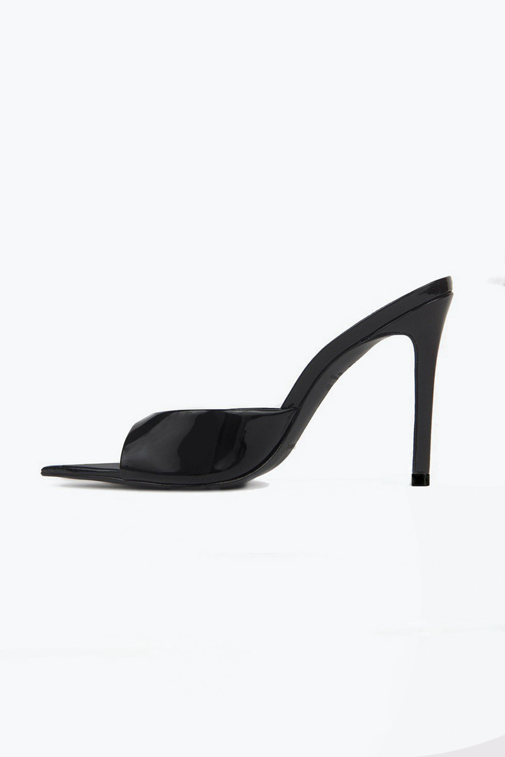 Pointed Peep Toe Slip-On Heels - Black