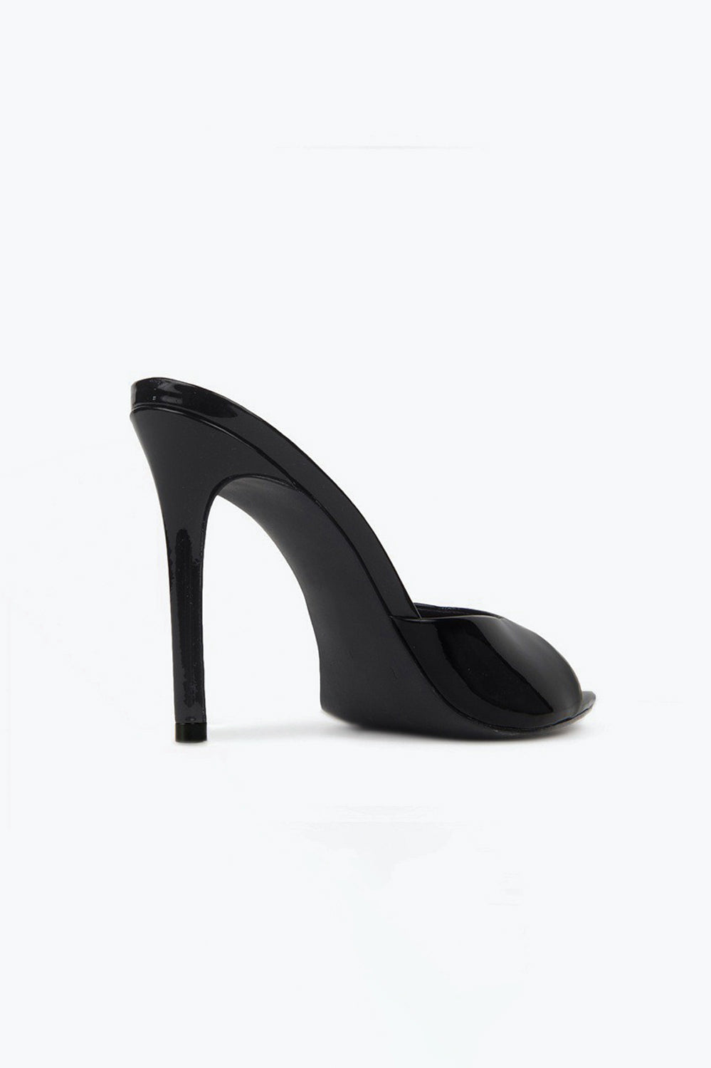 Pointed Peep Toe Slip-On Heels - Black
