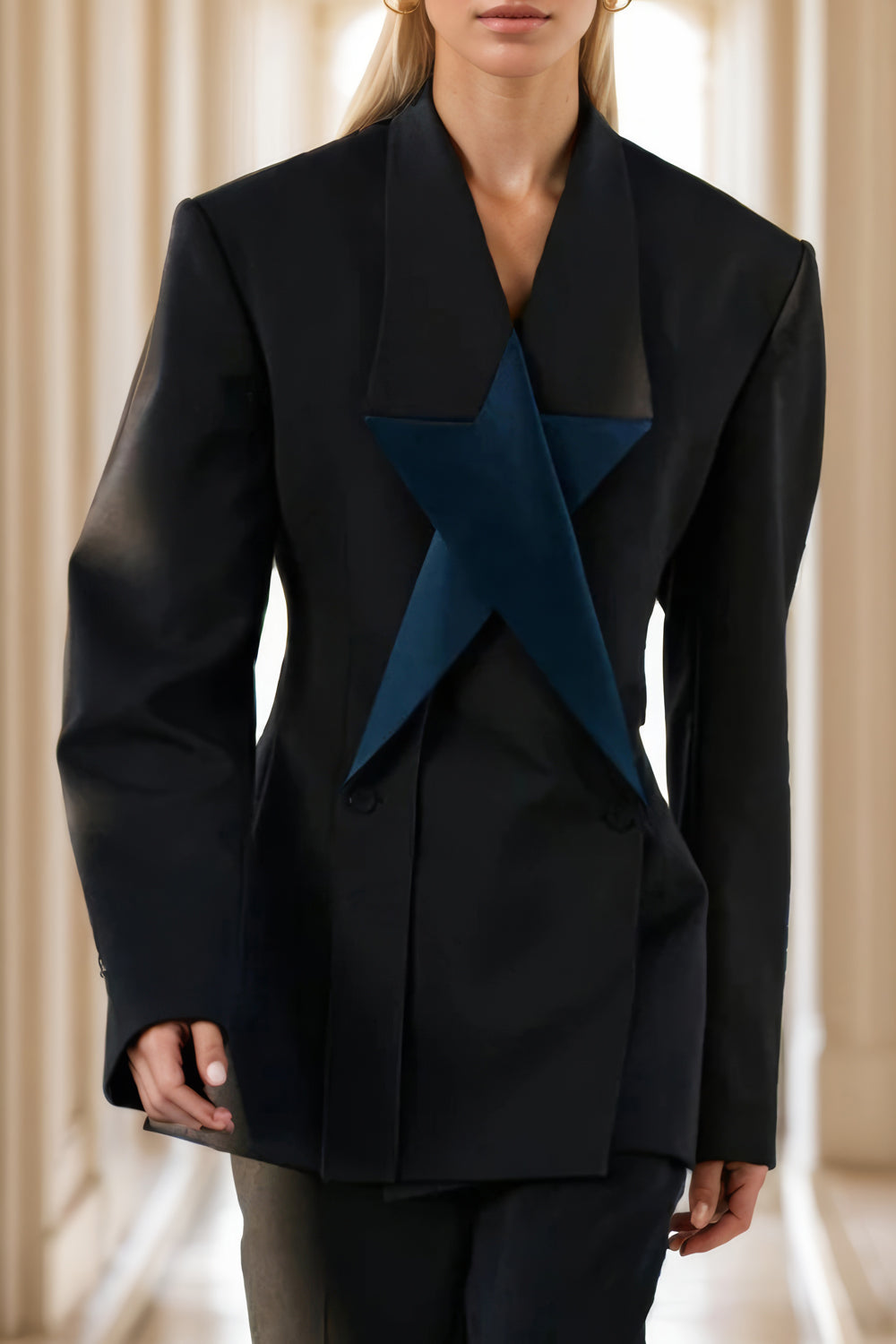 Oversized Blazer with Star Accent