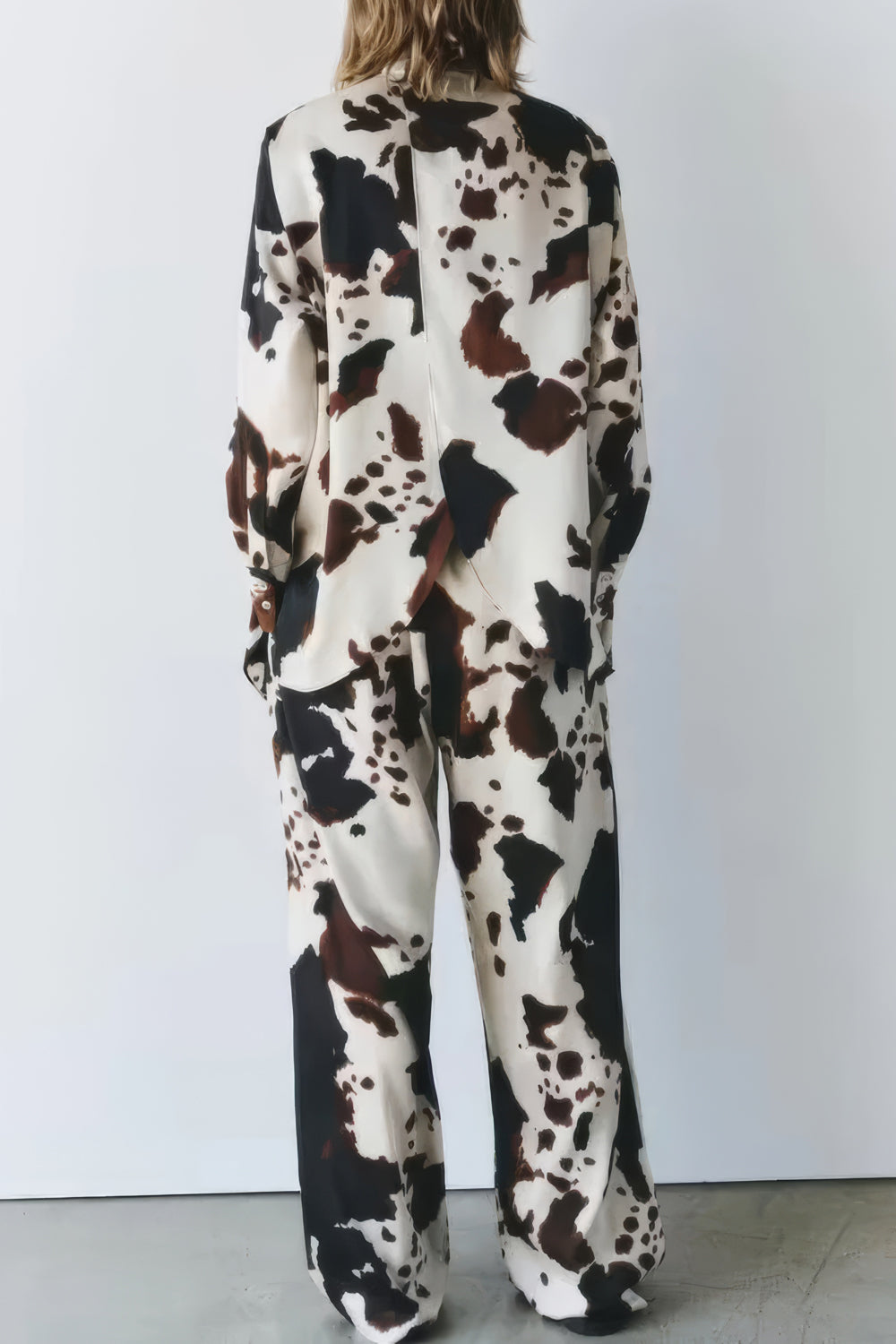 Two-Piece Set Abstract Print Shirt and Trousers