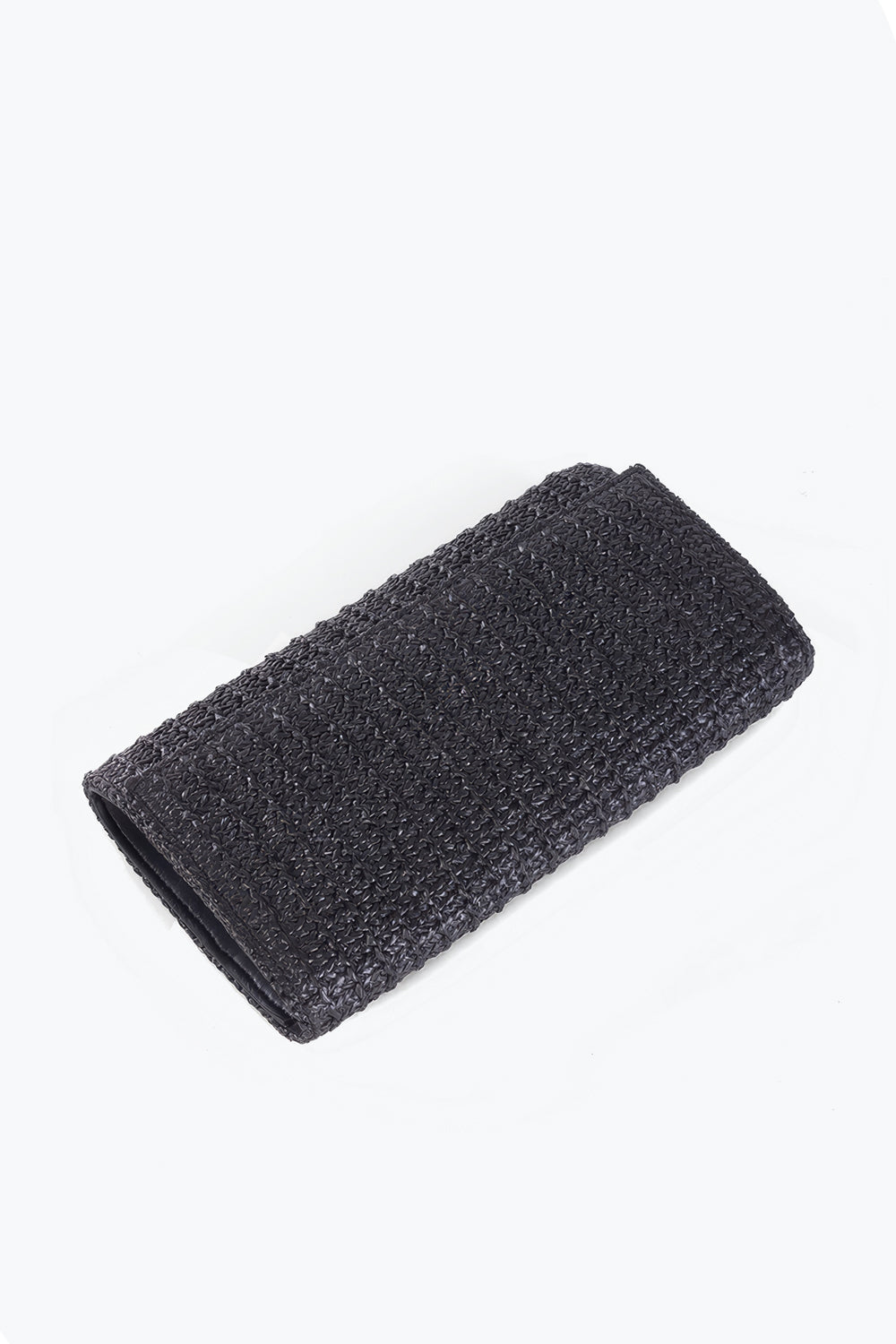 Woven Rectangular Clutch Bag with Chain Strap