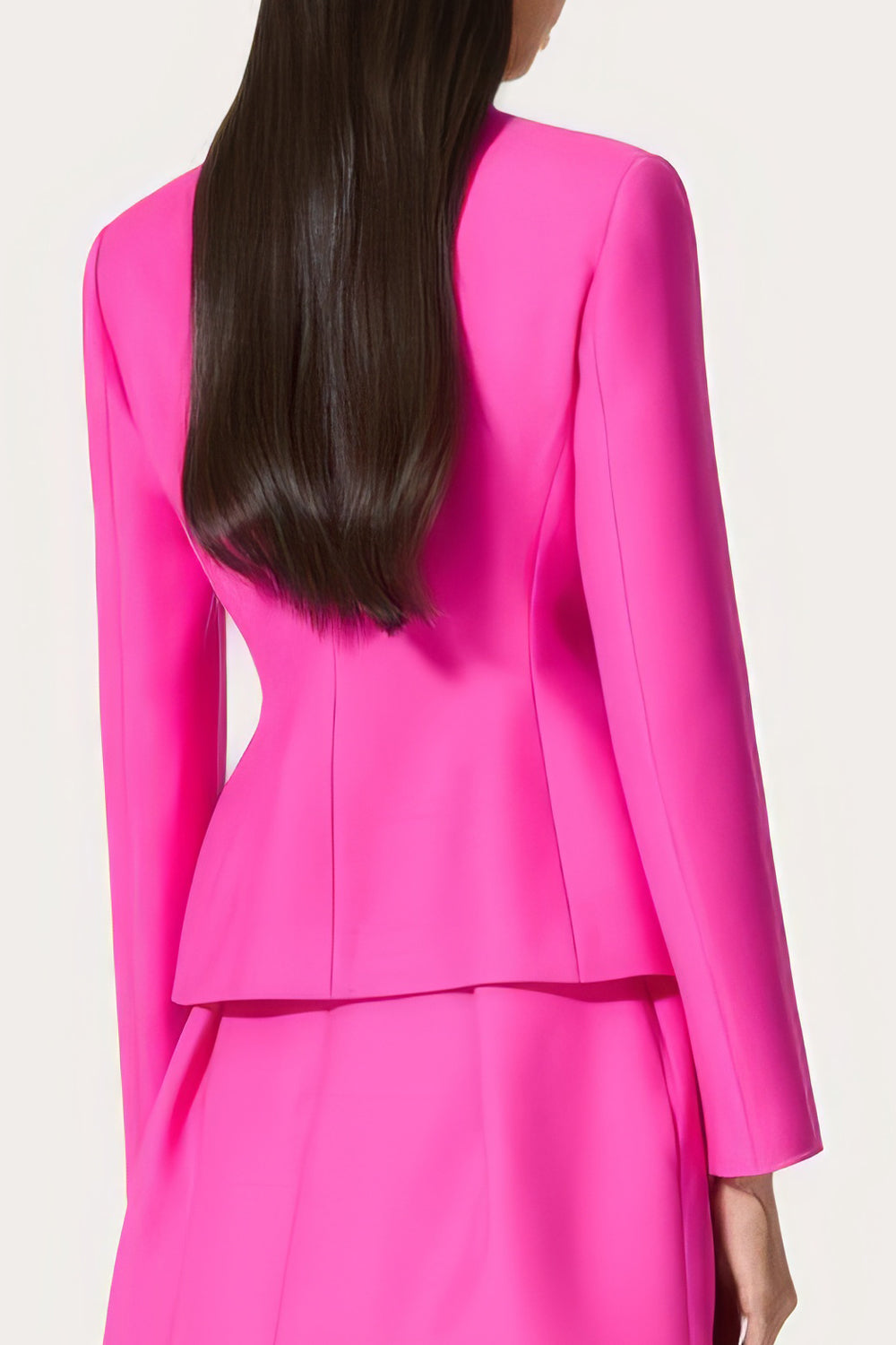 Tailored Blazer with Bow Buttons - Pink