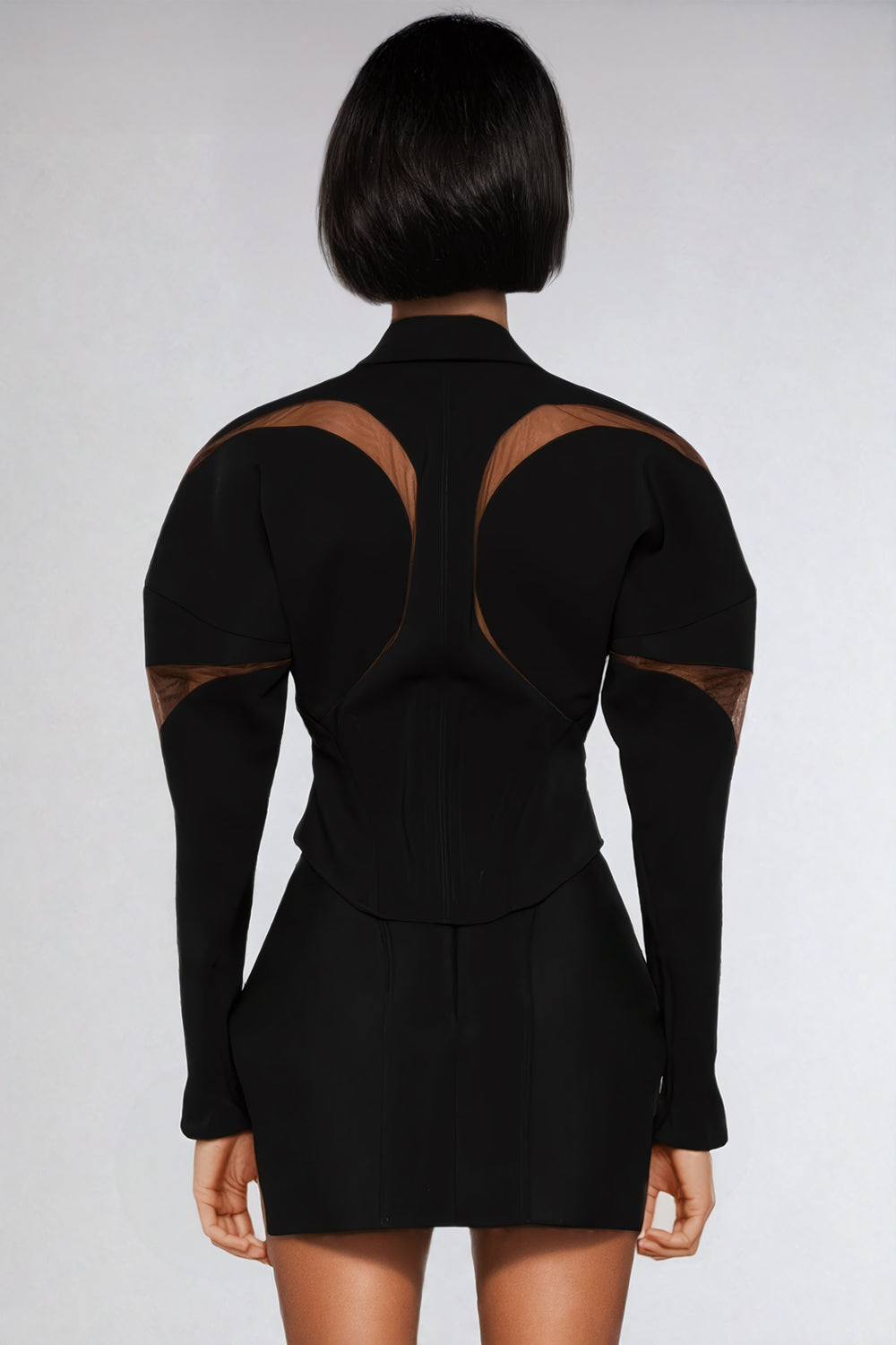 Statement Cut-Out Structured Jacket with Corset Detailing - Black