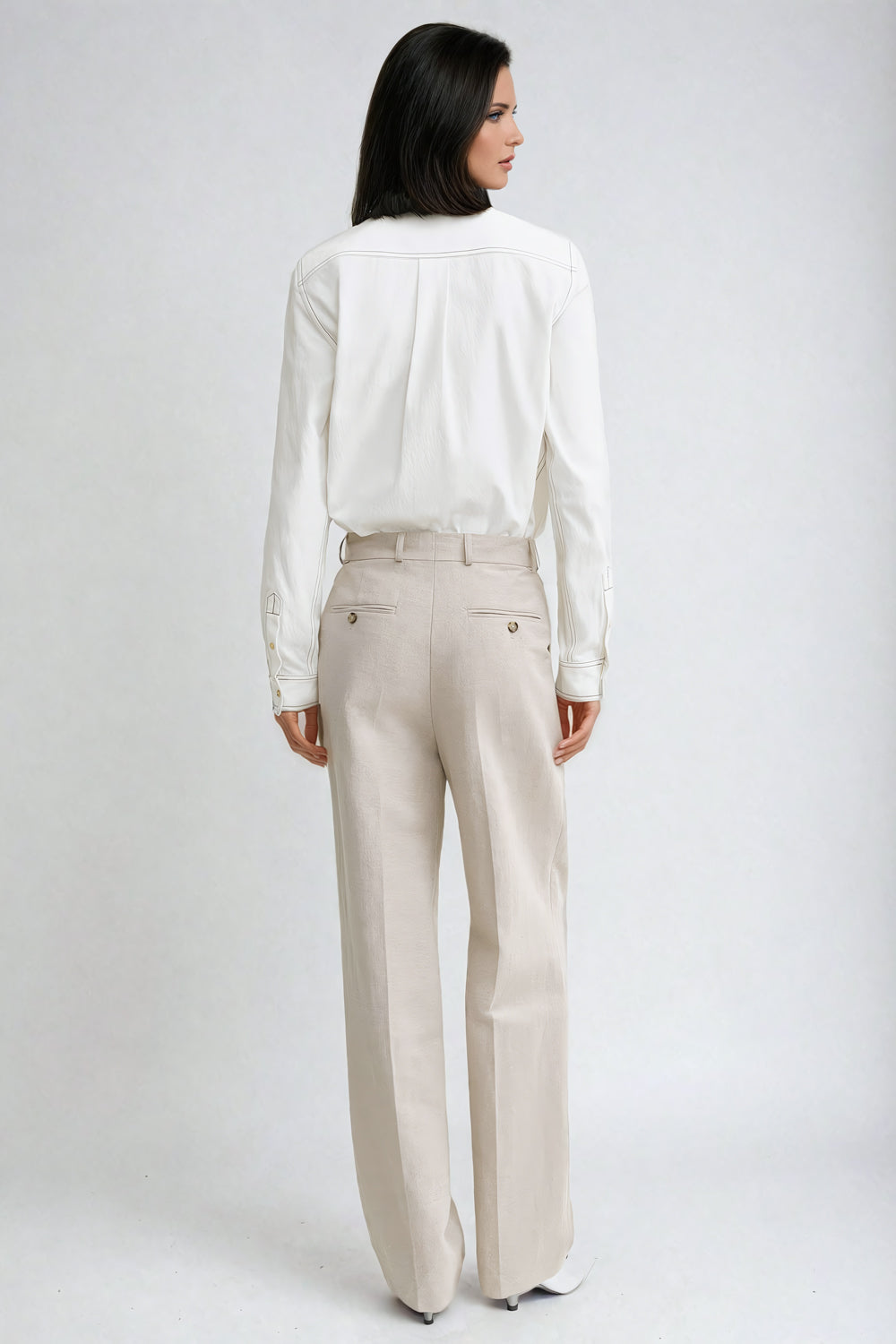 Classic Button-Down Denim Shirt - White