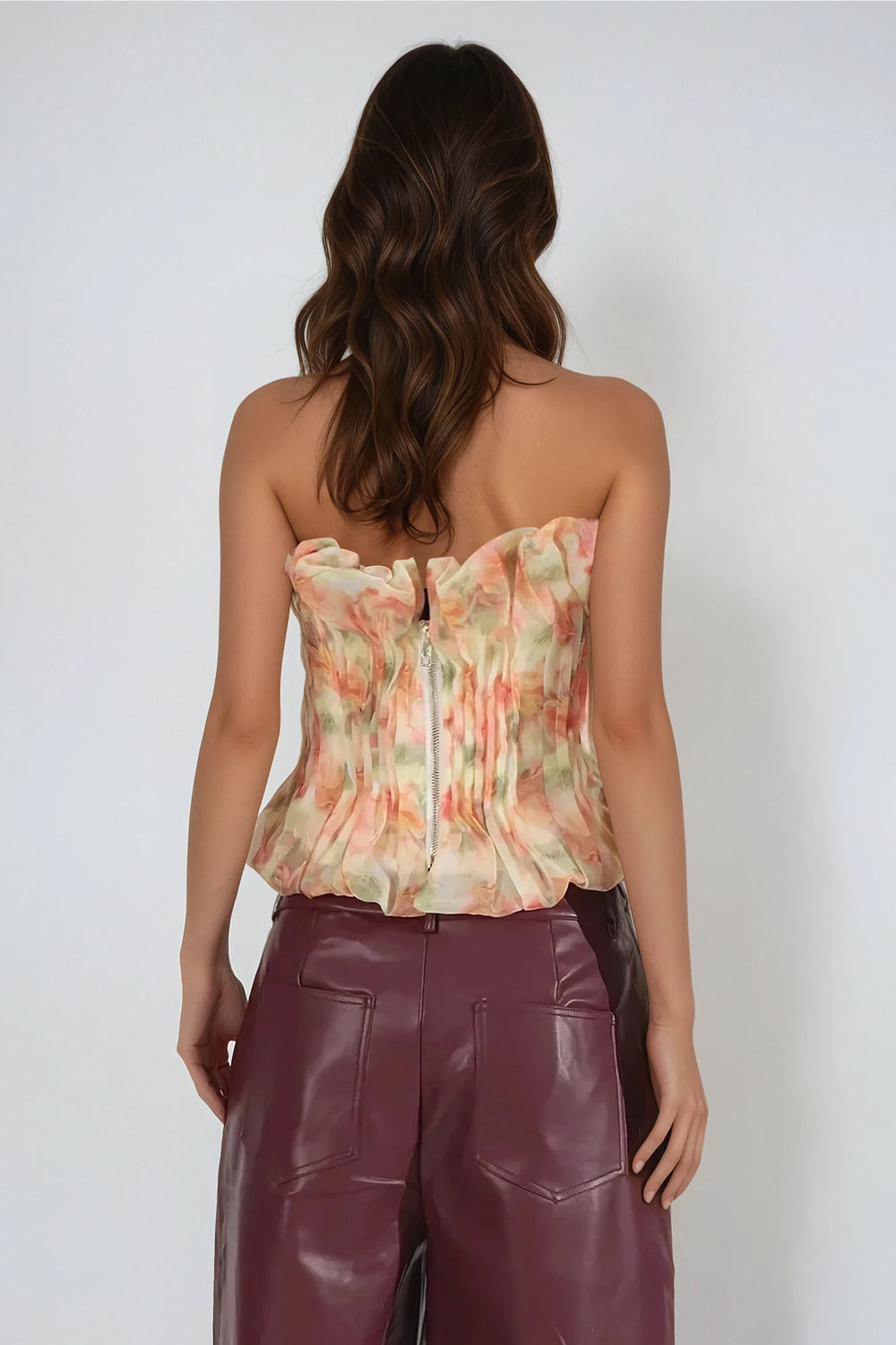 Pleated Strapless Top - Yellow