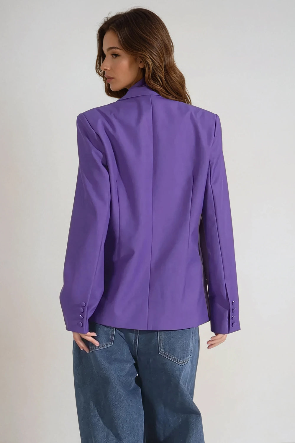 Blazer with 3D Floral Details - Purple