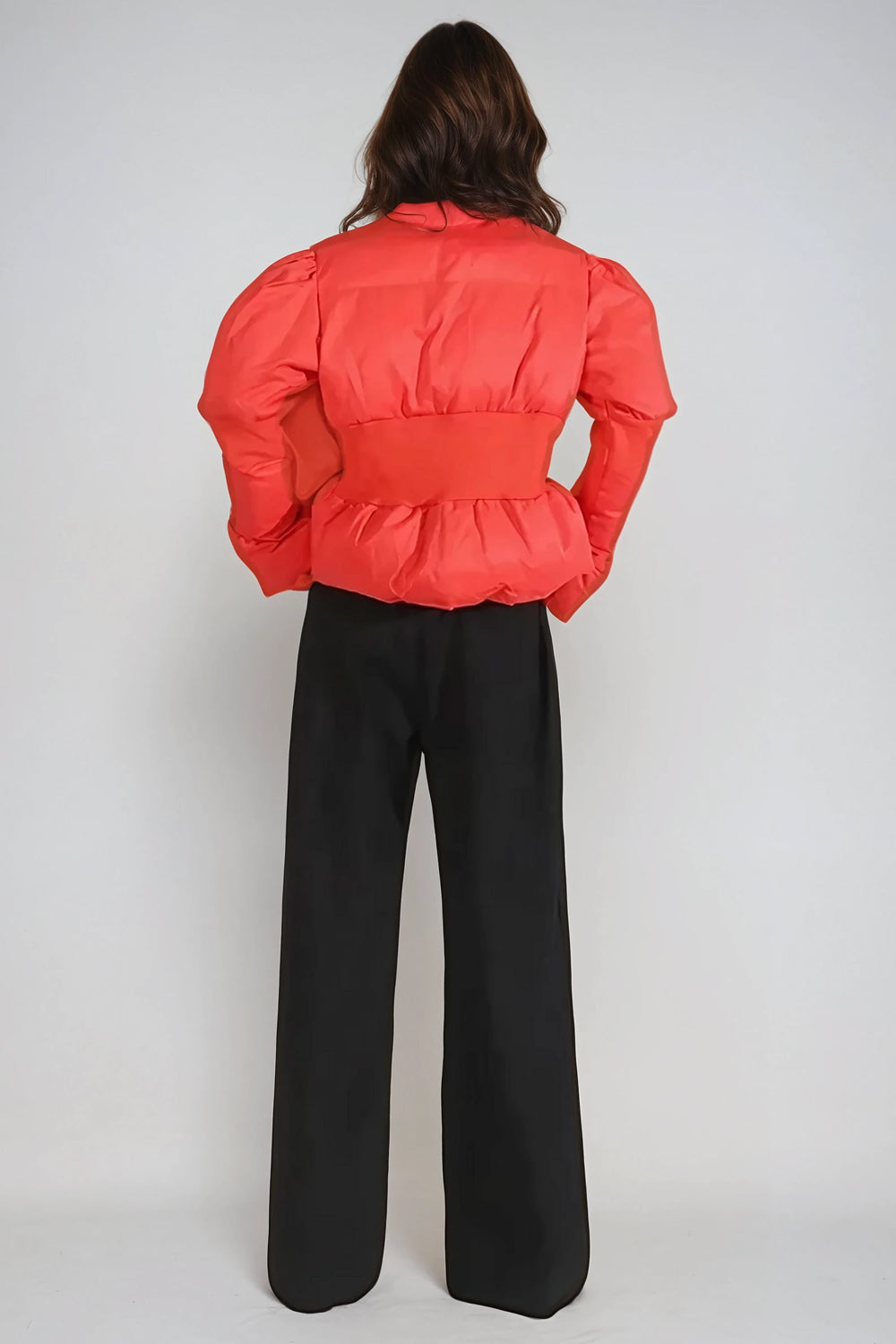 Puffer Jacket with Oversized Sleeves - Red