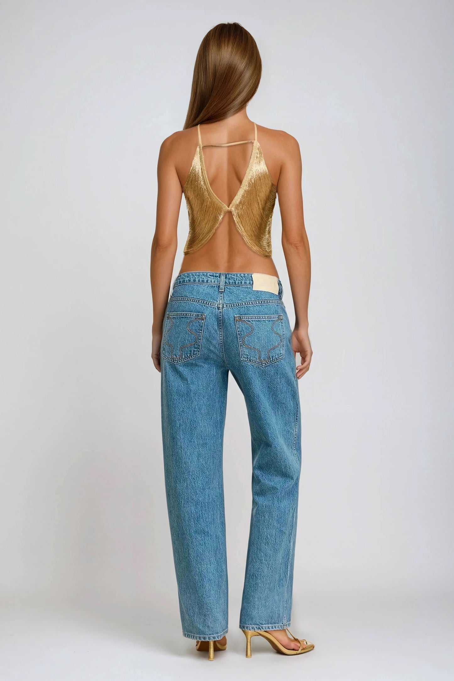 Halter Neck Draped Top - Gold