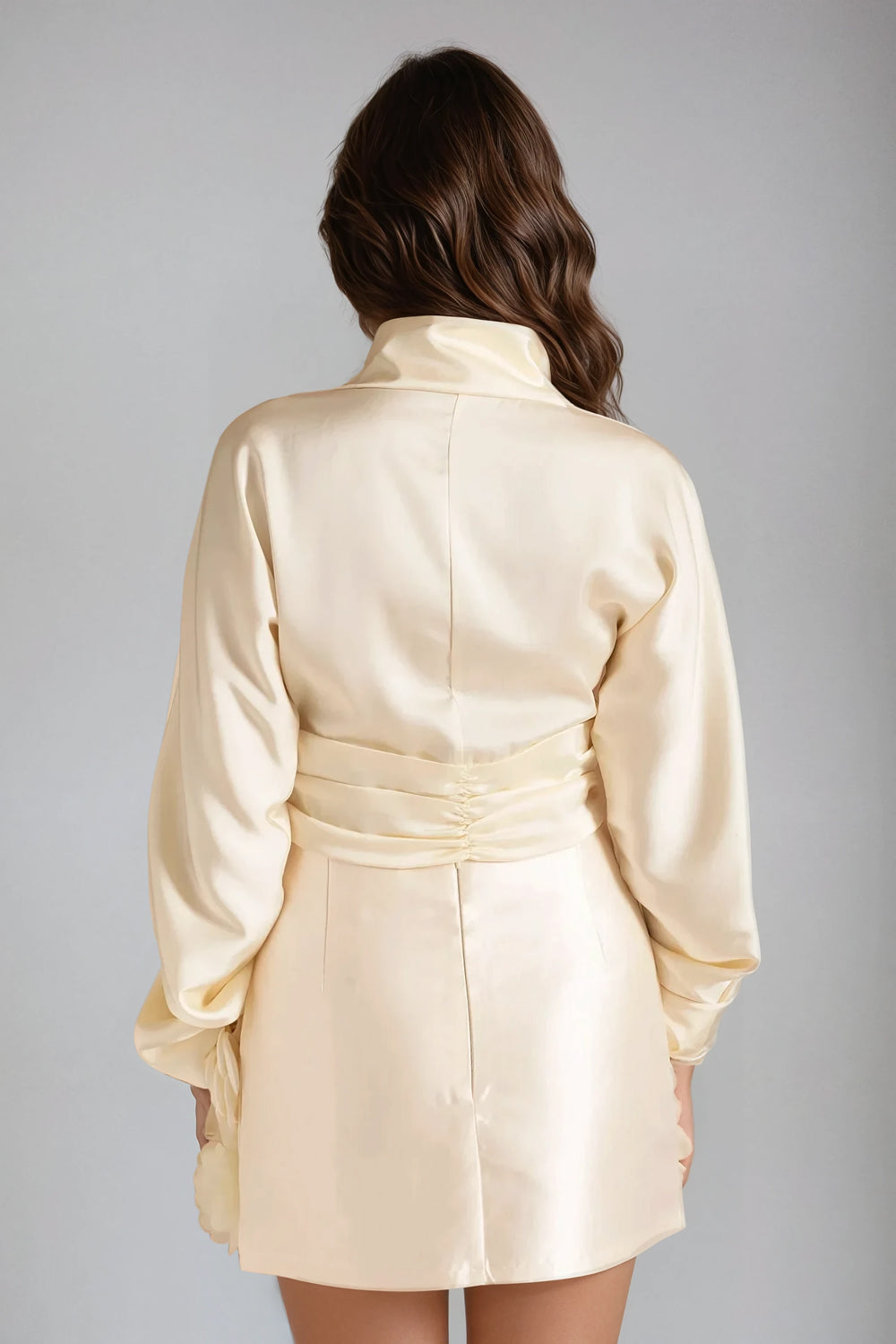 Off-Shoulder Long Sleeve Mini Dress - White