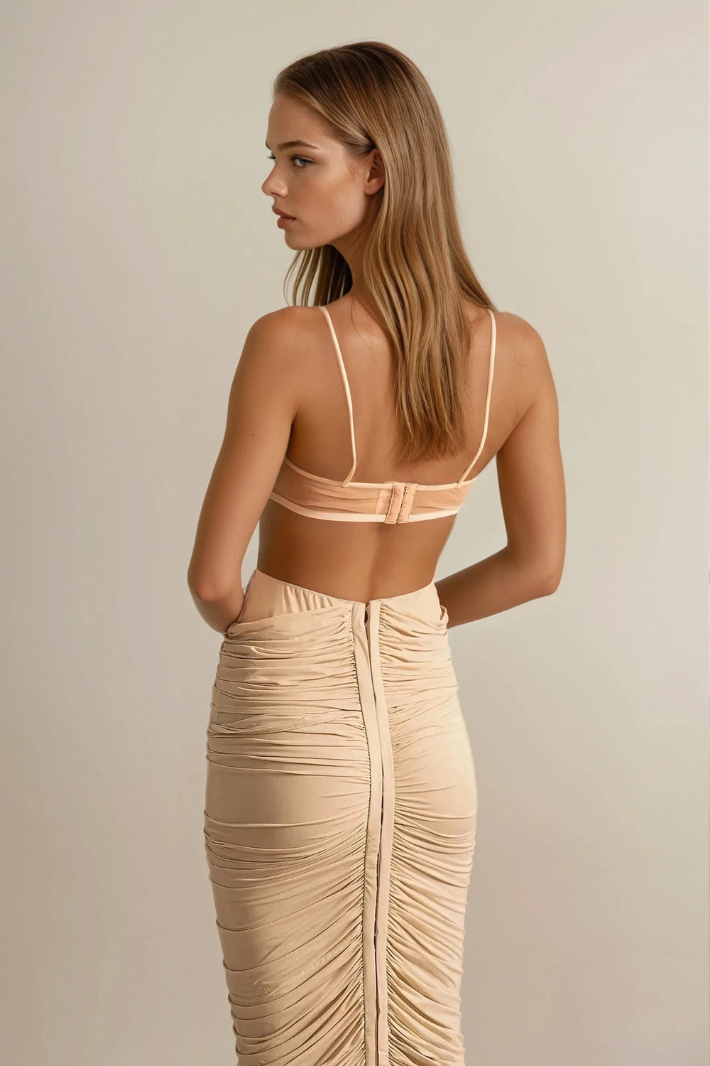 Rhinestone Leaf Detail Structured Bralette Top - Pink