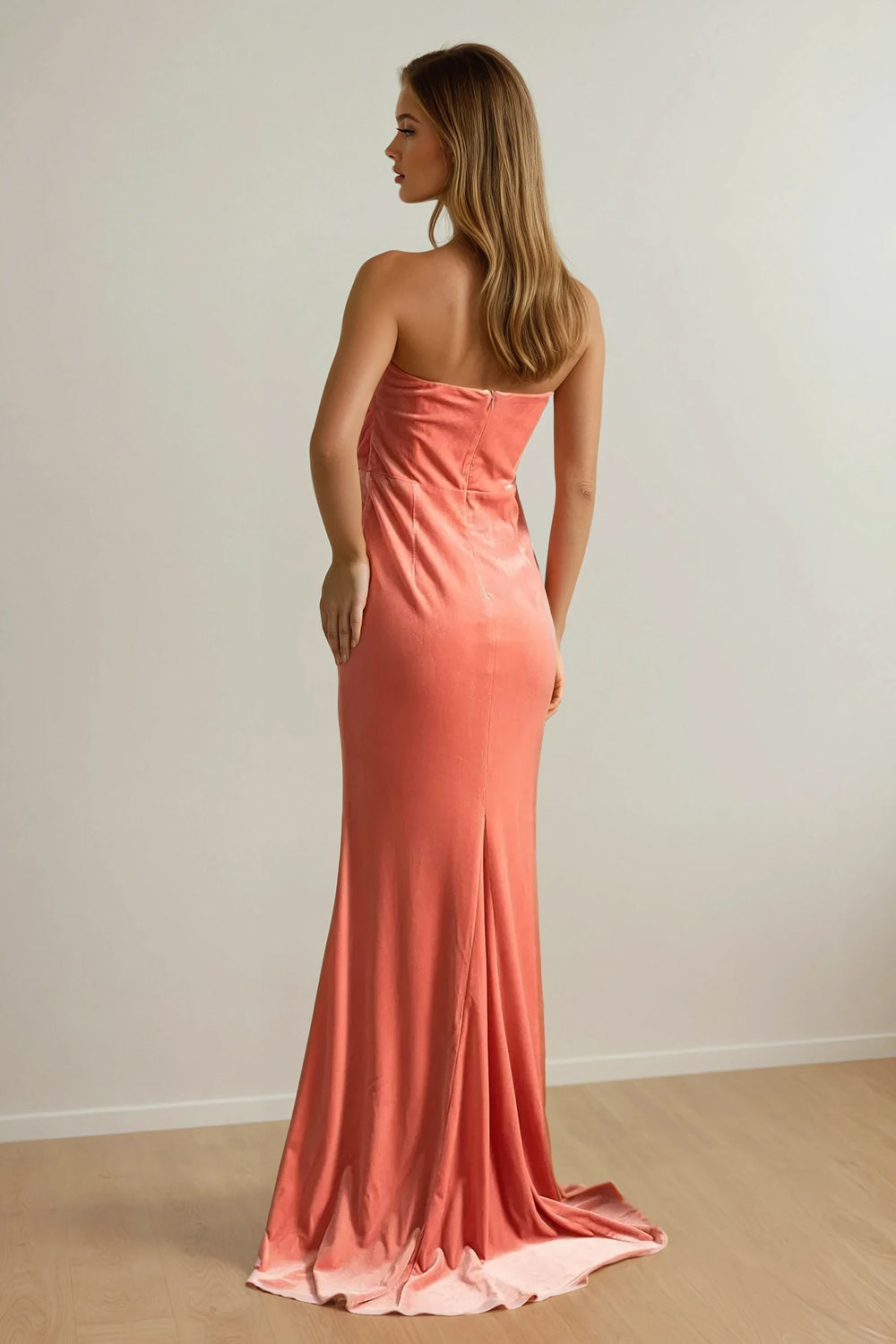 Maxi Dress with Draped Bodice and Crystal-Embellished Bust - Pink