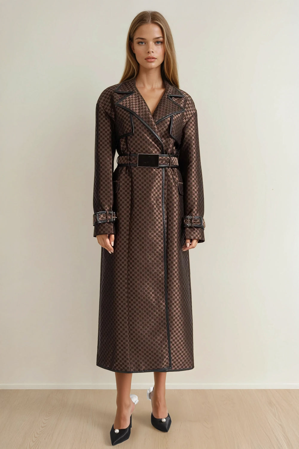 Maxi Jacket with Buckle Belt - Black