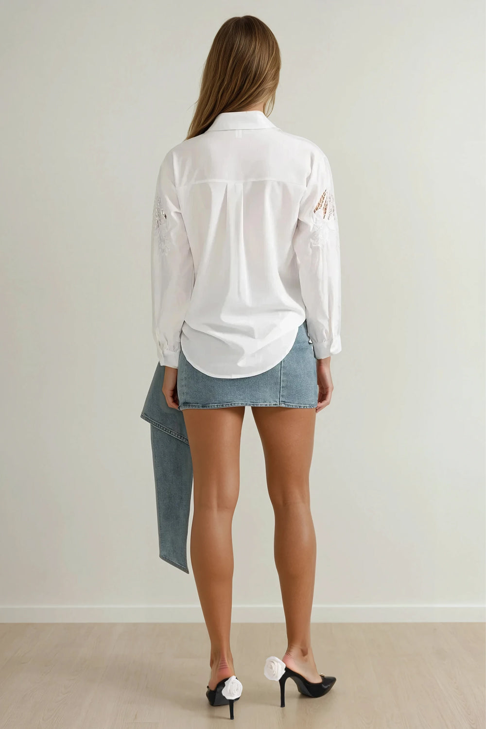 Mini Skirt with Draped Side Detail - Blue