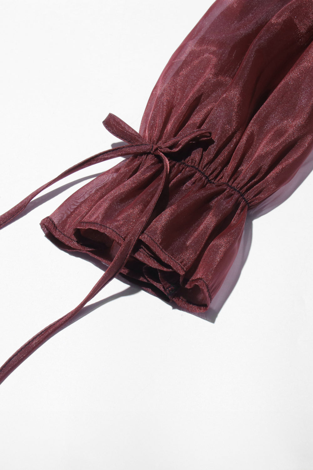 Off-Shoulder Ruffle Trim Top - Burgundy