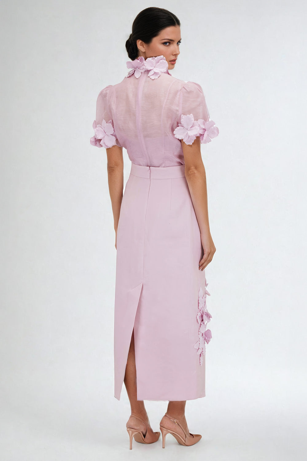 Co-Ord Set with Camisole Top and Midi Skirt - Pink