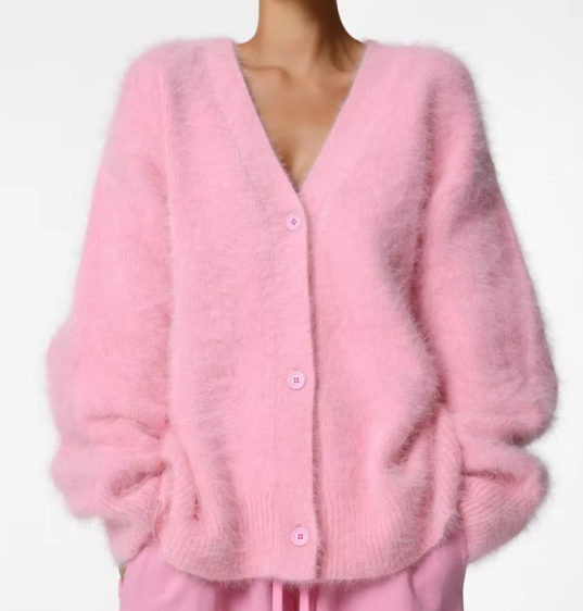 Knitted Fur Sweater - Pink