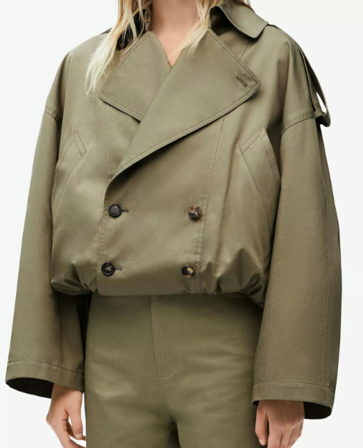 Double-Breasted Jacket with Back Cape Detail - Beige
