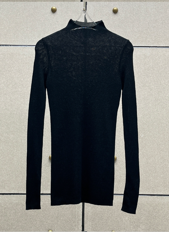 Sheer Turtleneck Sweater - Black