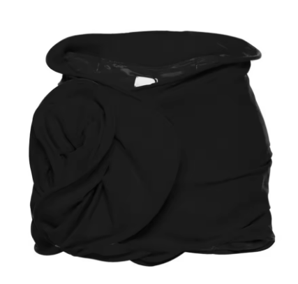 Mini Skirt with Oversized Bow - Black